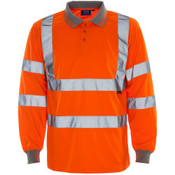 WTH104 Hi Vis Orange Long Sleeve Bird Eye Polo Shirt (35E61)